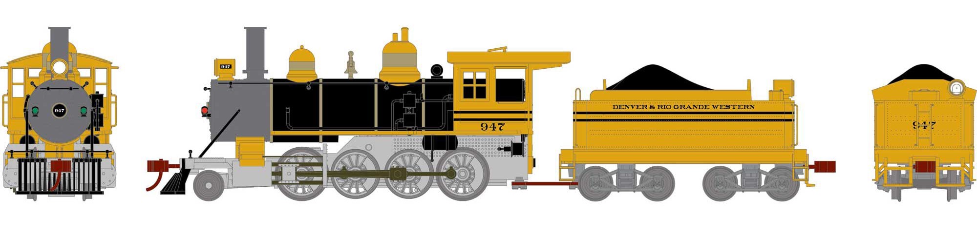 Athearn HO ATH84982 DCC Ready Old Time 2-8-0 Steam Locomotive D&RGW #947