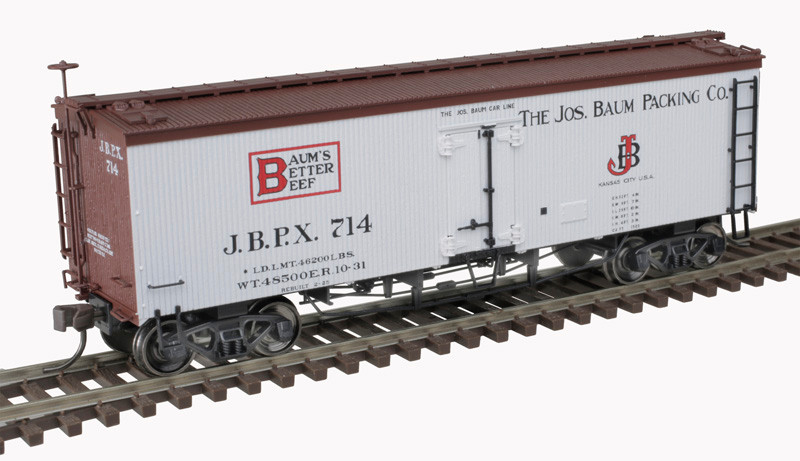 Atlas Master HO 20007196 36' Wood Reefer Baum's Better Beef JBPX #715