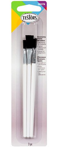 Testors Paint Brushes TES281178 Economy 3 Pack with 3 sizes of Flat Brushes