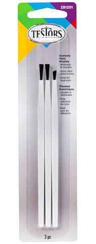 Testors Paint Brushes TES281201 Economy 3 Pack with 2 Flat and 1 Pointed Brushes