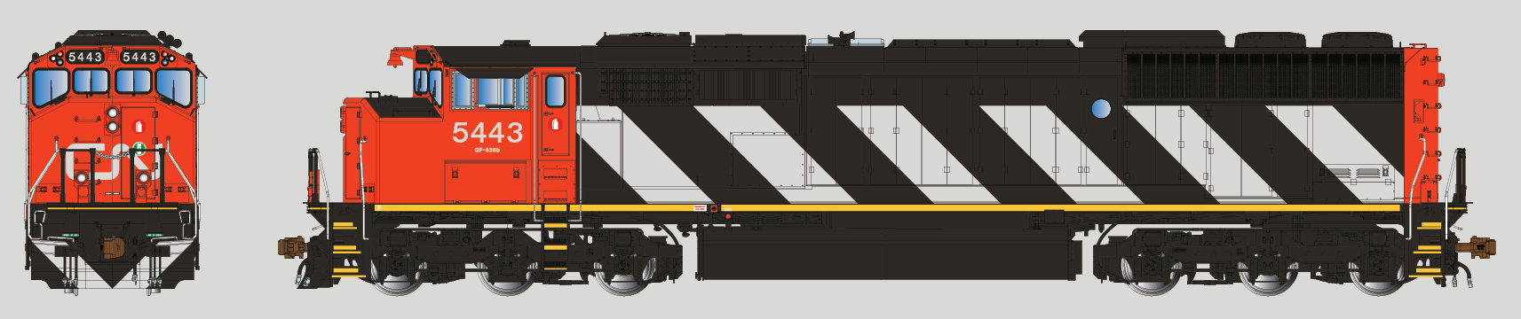 Aurora Miniatures HO AUR110003 DCC Ready GMDD SD50F Diesel Locomotive Canadian National 'Stripes' CN #5443