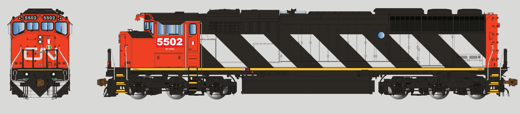 Aurora Miniatures HO AUR110007 DCC Ready GMDD SD50AF Diesel Locomotive Canadian National 'Stripes' CN #5502