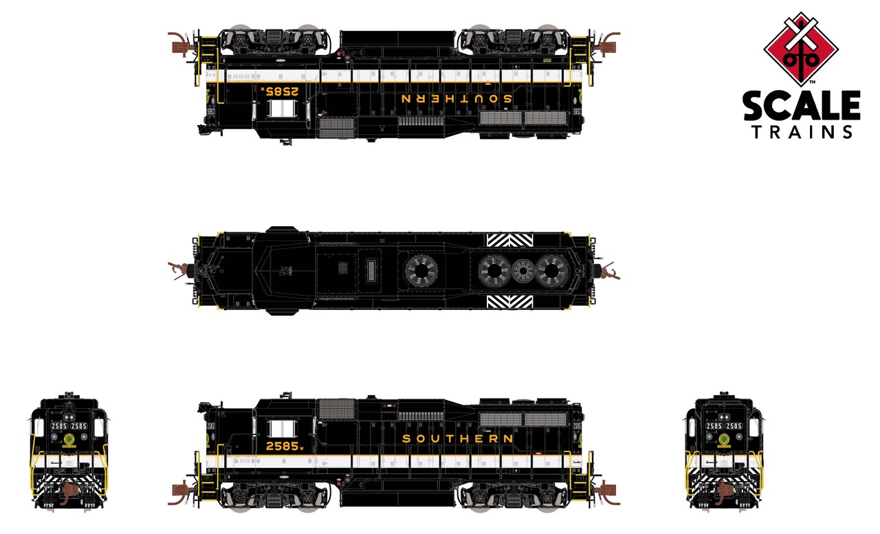 ScaleTrains Rivet Counter N SXT39983 DCC/ESU LokSound 5 Equipped EMD GP30 Locomotive Southern/Dulux "Partial Barricade Striping" SOU #2585