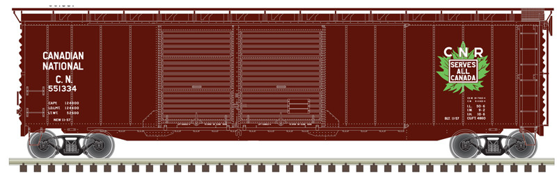 Atlas Master HO 20006571 50' Postwar Double-Door Boxcar Canadian National 'Leaf Logo' CN #551334