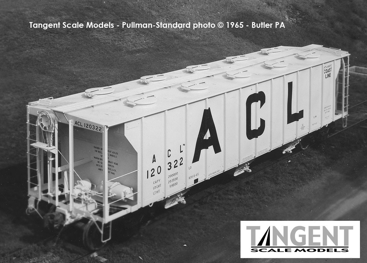 Tangent Scale Models HO 35160-06 Pullman-Standard 2929 Covered Hopper Atlantic Coast Lines 'Delivery Beige 8-1965' ACL #120190