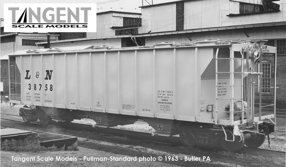 Tangent Scale Models HO 35162-06 Pullman-Standard 2929 Covered Hopper Louisville and Nashville 'Delivery Gray 10-1963' L&N #38767