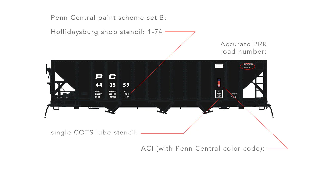 Arrowhead HO 1009-4 Penn Central Committee Design Hopper Penn Central PC #444365