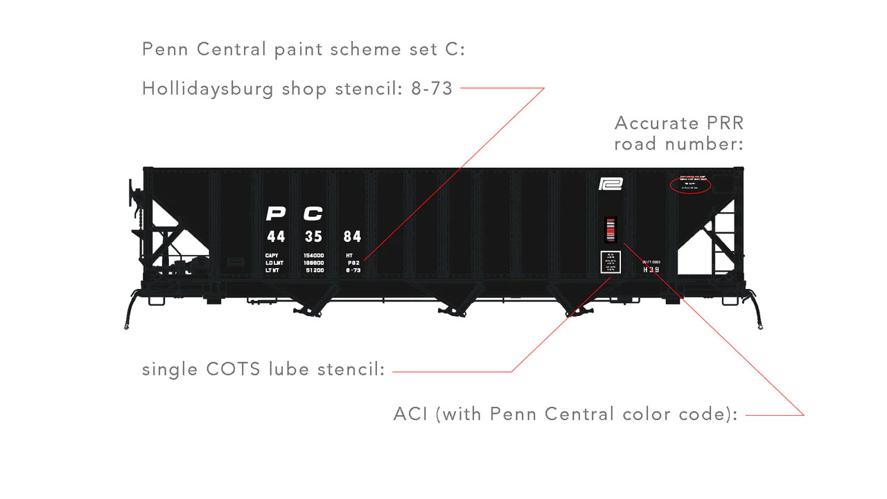 Arrowhead HO 1010-3 Penn Central Committee Design Hopper Penn Central PC #443993