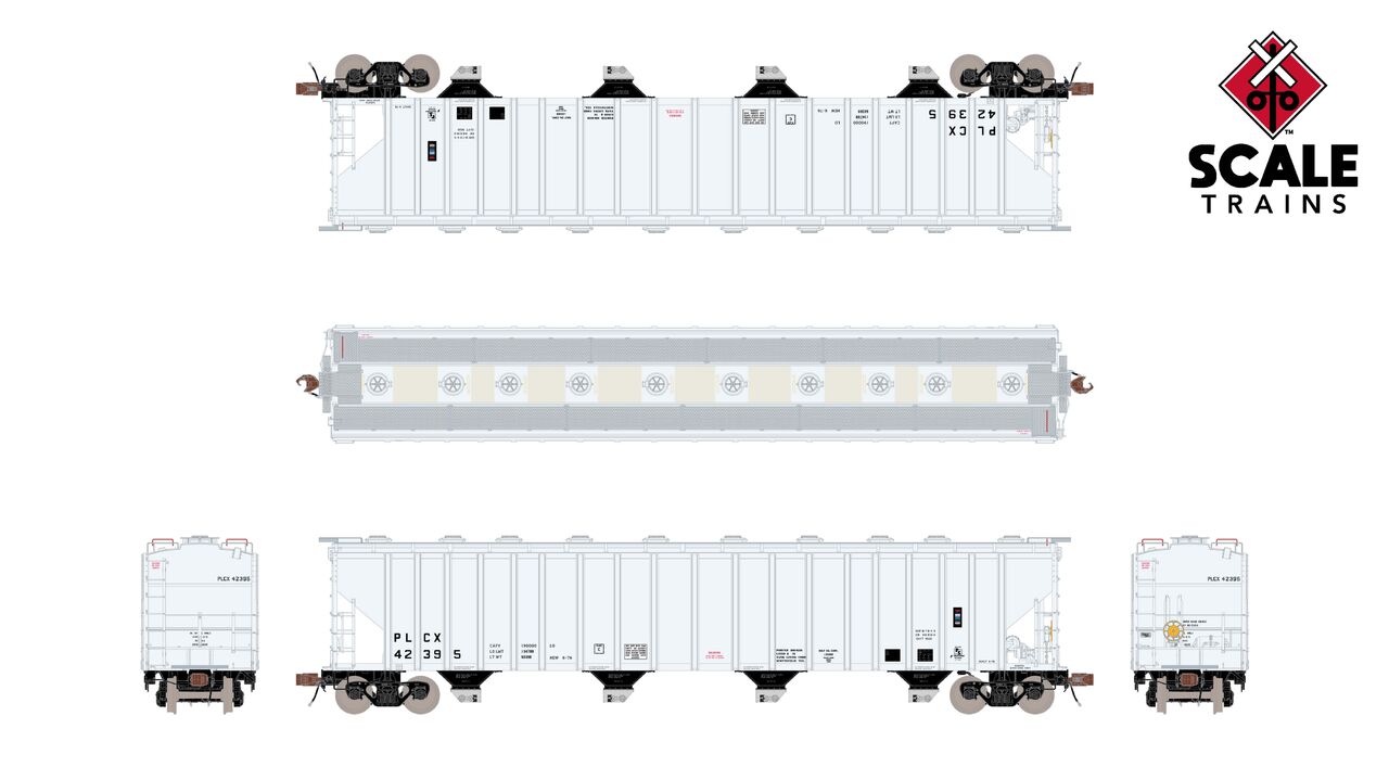ScaleTrains Rivet Counter HO SXT39437 P-S 5820 Covered Hopper Pullman Leasing White PLCX #42395