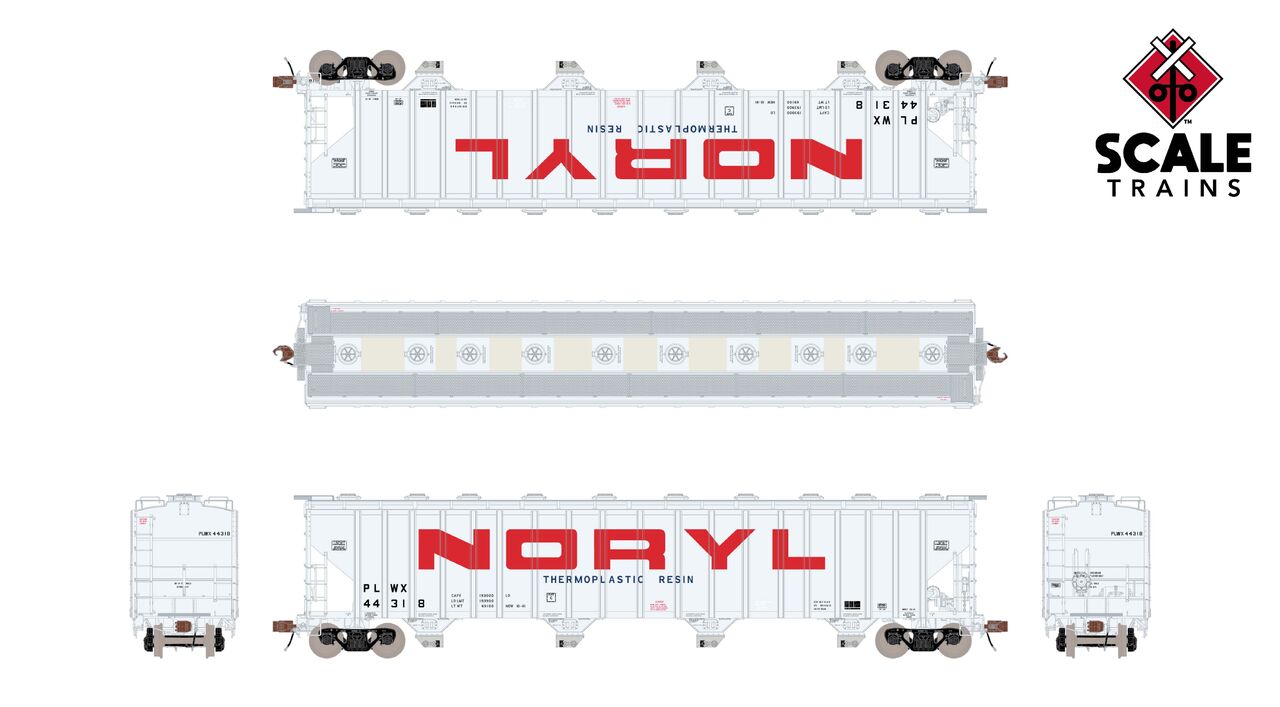 ScaleTrains Rivet Counter HO SXT39441 P-S 5820 Covered Hopper Noryl White 'Large Red Lettering' PLWX #44318