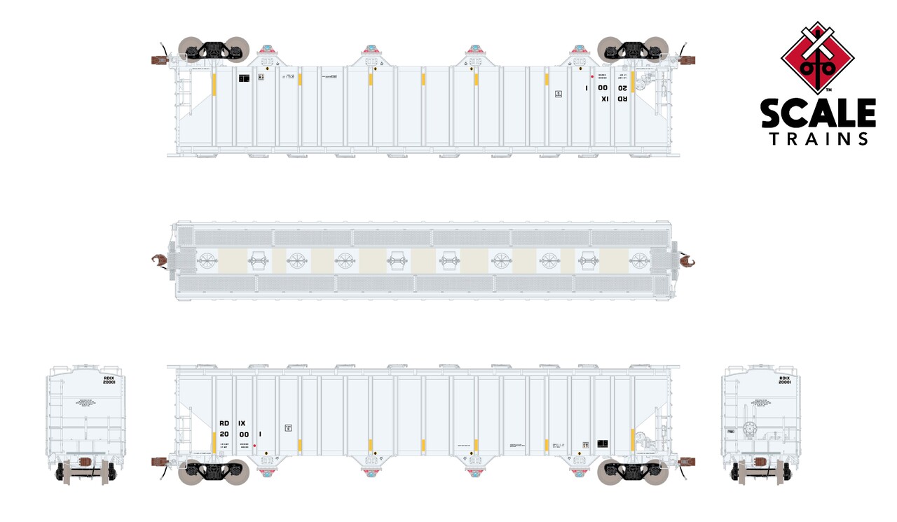 ScaleTrains Rivet Counter HO SXT39454 P-S 5820 Covered Hopper Entec Polymers White w/Conspicuity Stripes & Miner 289C Outlets RDIX #20001