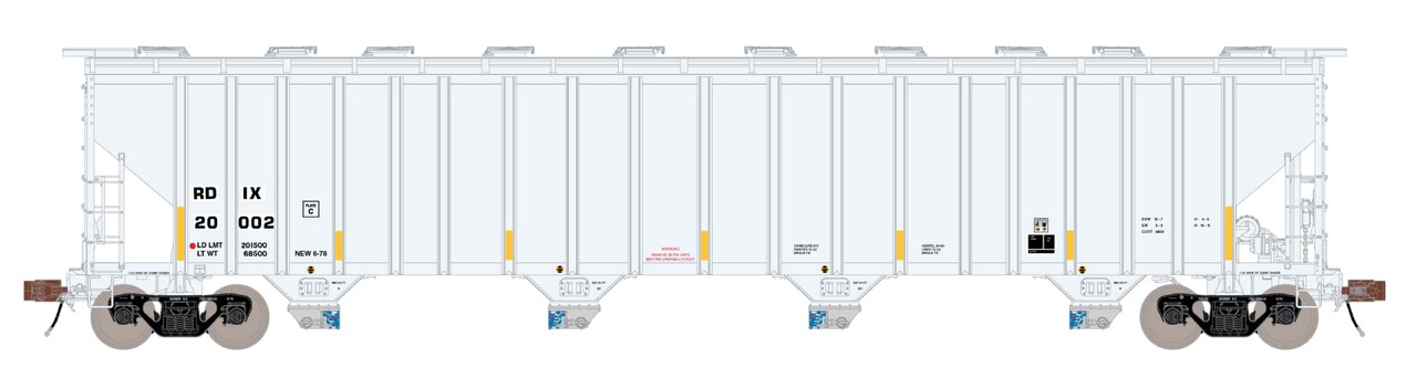ScaleTrains Rivet Counter HO SXT39455 P-S 5820 Covered Hopper Entec Polymers White w/Conspicuity Stripes & SALCO Kam-Op Outlets RDIX #20002