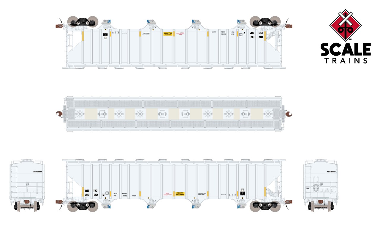 ScaleTrains Rivet Counter HO SXT39455 P-S 5820 Covered Hopper Entec Polymers White w/Conspicuity Stripes & SALCO Kam-Op Outlets RDIX #20002