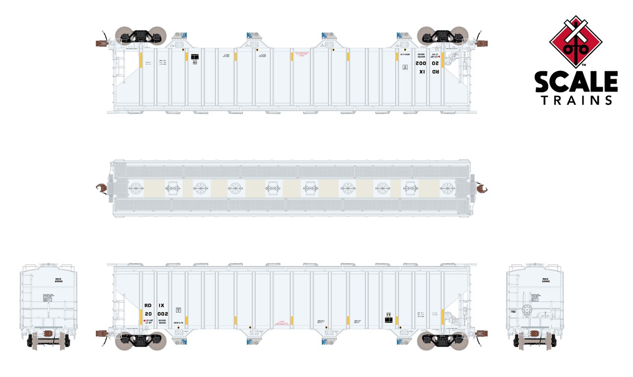 ScaleTrains Rivet Counter HO SXT39455 P-S 5820 Covered Hopper Entec Polymers White w/Conspicuity Stripes & SALCO Kam-Op Outlets RDIX #20002