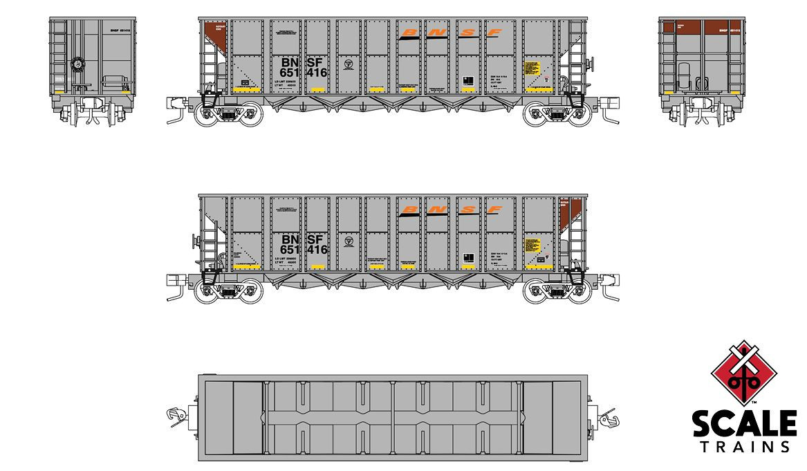 ScaleTrains Fox Valley Models N FVM10044 Trinity RD-4 Coal Hopper  BNSF 'Heritage III' BNSF #651413