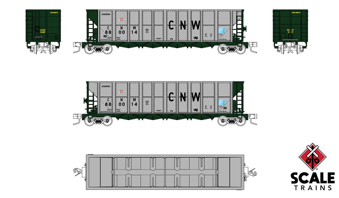 ScaleTrains Fox Valley Models N FVM10067 Trinity RD-4 Coal Hopper Chicago & NorthWestern CNW #880009