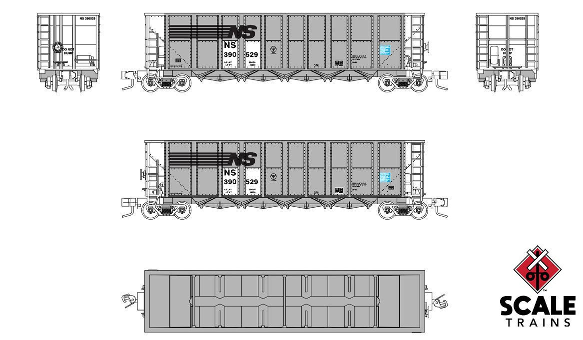 ScaleTrains Fox Valley Models N FVM10107 Trinity RD-4 Coal Hopper Norfolk Southern NS #390589