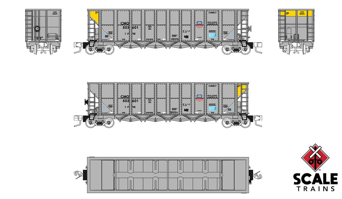 ScaleTrains Fox Valley Models N FVM10123 Trinity RD-4 Coal Hopper Union Pacific 'Building America' CMO #503612