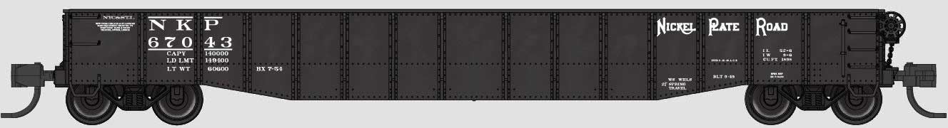 Bluford Shops N 52050 52'6" 15-Panel Mill Gondola Lightly Dented Nickel Plate Road NKP #67043