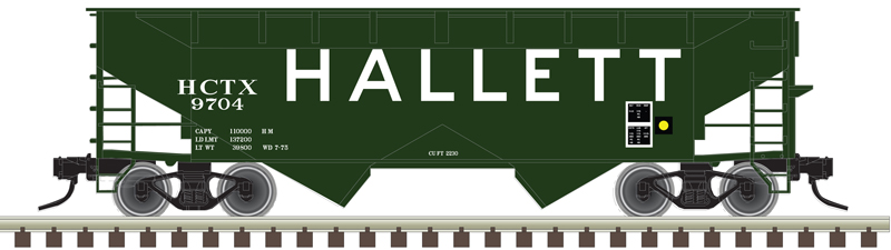 Atlas Trainman HO 20007442 Offset-Side 2-Bay Open Hopper Hallett HCTX #9704
