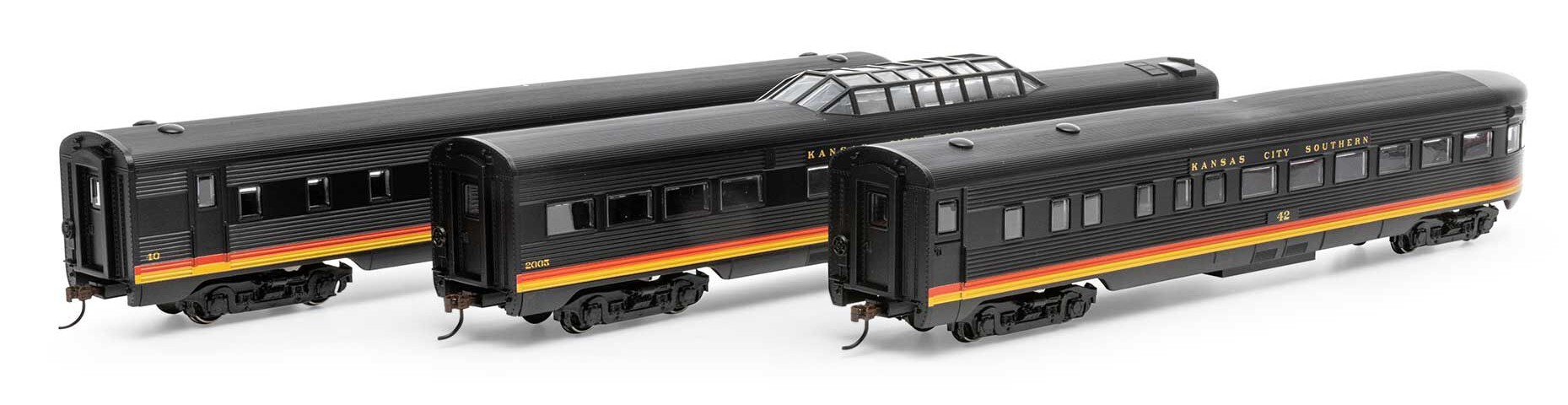 Athearn Roundhouse HO RND79127 Streamline Passenger Car Kansas City Southern KCS 3-Pack