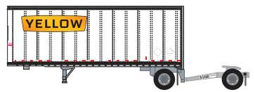 Trainworx N 42885-09 28' Pup Van Trailer with Converter Dolly Yellow #9 Wide Lettering Logo