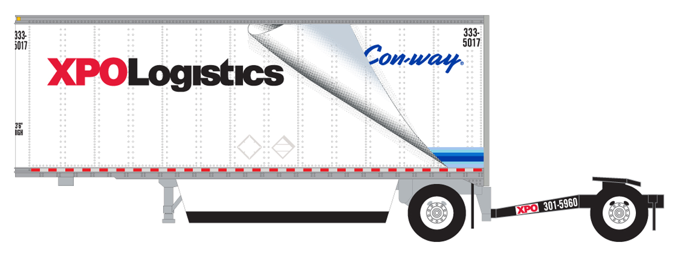 Trainworx N 42891-04 28' Pup Van Trailer with Converter Dolly XPO / Conway