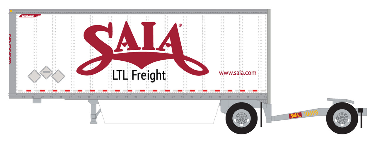 Trainworx N 42892-05 28' Pup Van Trailer with Converter Dolly Saia #5 "LTL Freight" Slogan