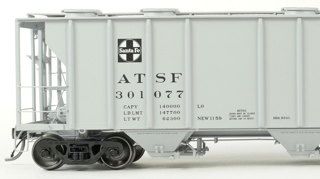 Tangent Scale Models HO 35010-09 PS-2 3215CuFt Covered Hopper Atchison, Topeka & Santa Fe 'Delivery Gray 11-1959 GA-119' ATSF #301084