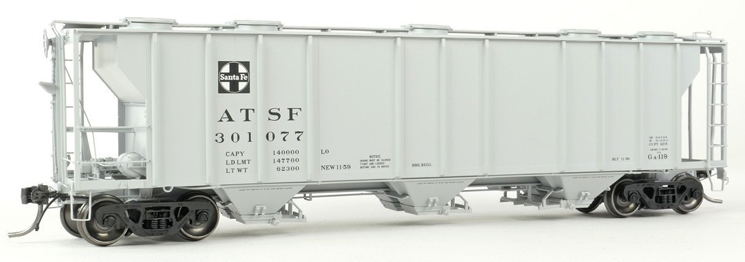 Tangent Scale Models HO 35010-10 PS-2 3215CuFt Covered Hopper Atchison, Topeka & Santa Fe 'Delivery Gray 11-1959 GA-119' ATSF #301093