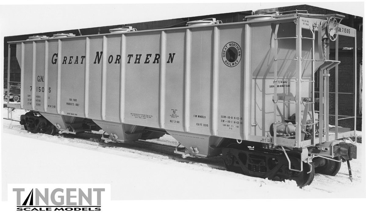 Tangent Scale Models HO 35011-07 PS-2 3215CuFt Covered Hopper Great Northern 'Delivery Gray 2-1960' GN #71536