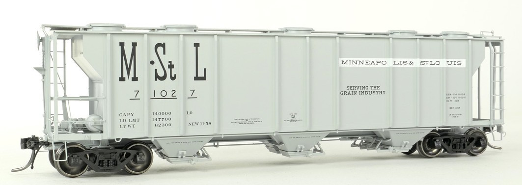 Tangent Scale Models HO 35012-05 PS-2 3215CuFt Covered Hopper Minneapolis and St. Louis 'Delivery Gray 11-1958' M&StL #71023
