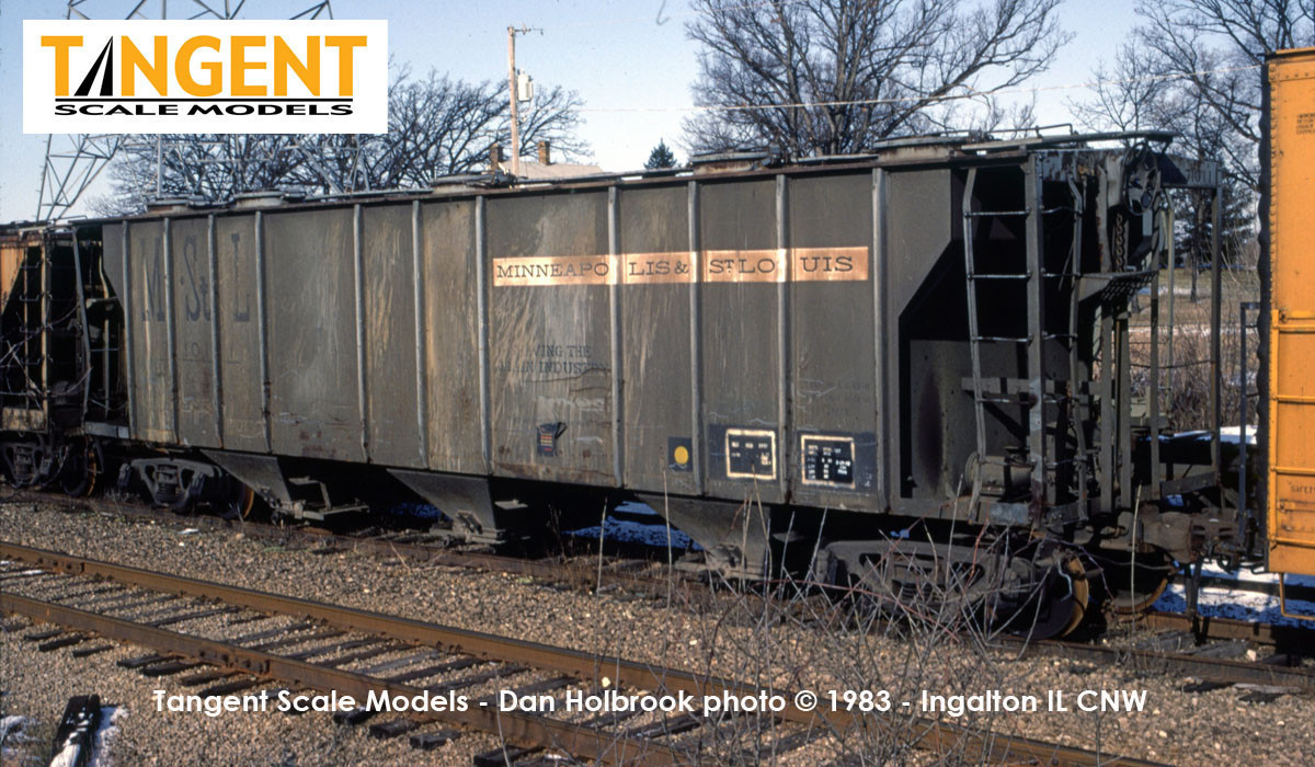 Tangent Scale Models HO 35012-06 PS-2 3215CuFt Covered Hopper Minneapolis and St. Louis 'Delivery Gray 11-1958' M&StL #71025