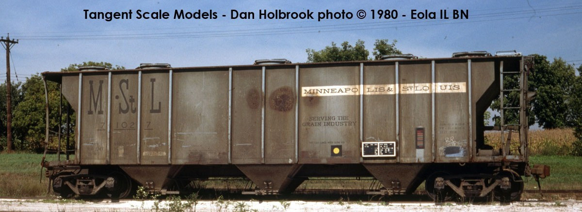 Tangent Scale Models HO 35012-12 PS-2 3215CuFt Covered Hopper Minneapolis and St. Louis 'Delivery Gray 11-1958' M&StL #71037