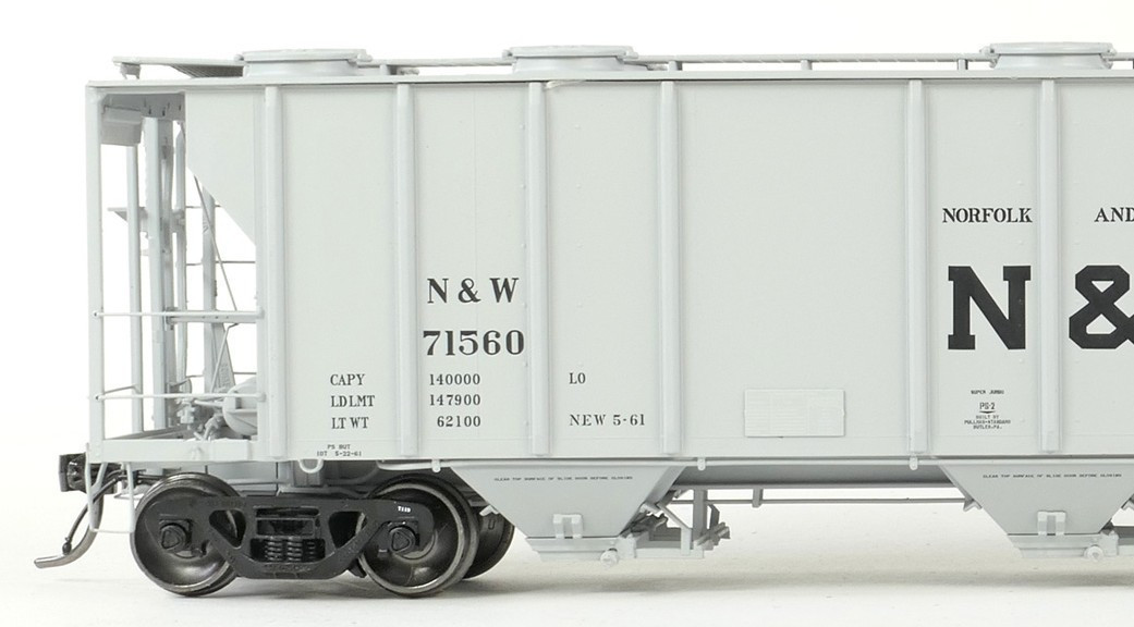 Tangent Scale Models HO 35013-12 PS-2 3215CuFt Covered Hopper Norfolk and Western 'Delivery Gray HC13 5-1961' NW #71598