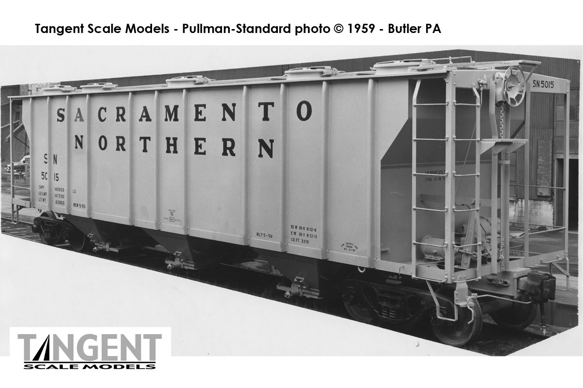Tangent Scale Models HO 35014-02 PS-2 3215CuFt Covered Hopper Sacramento Northern 'Delivery Gray 5-1959' SN #5012