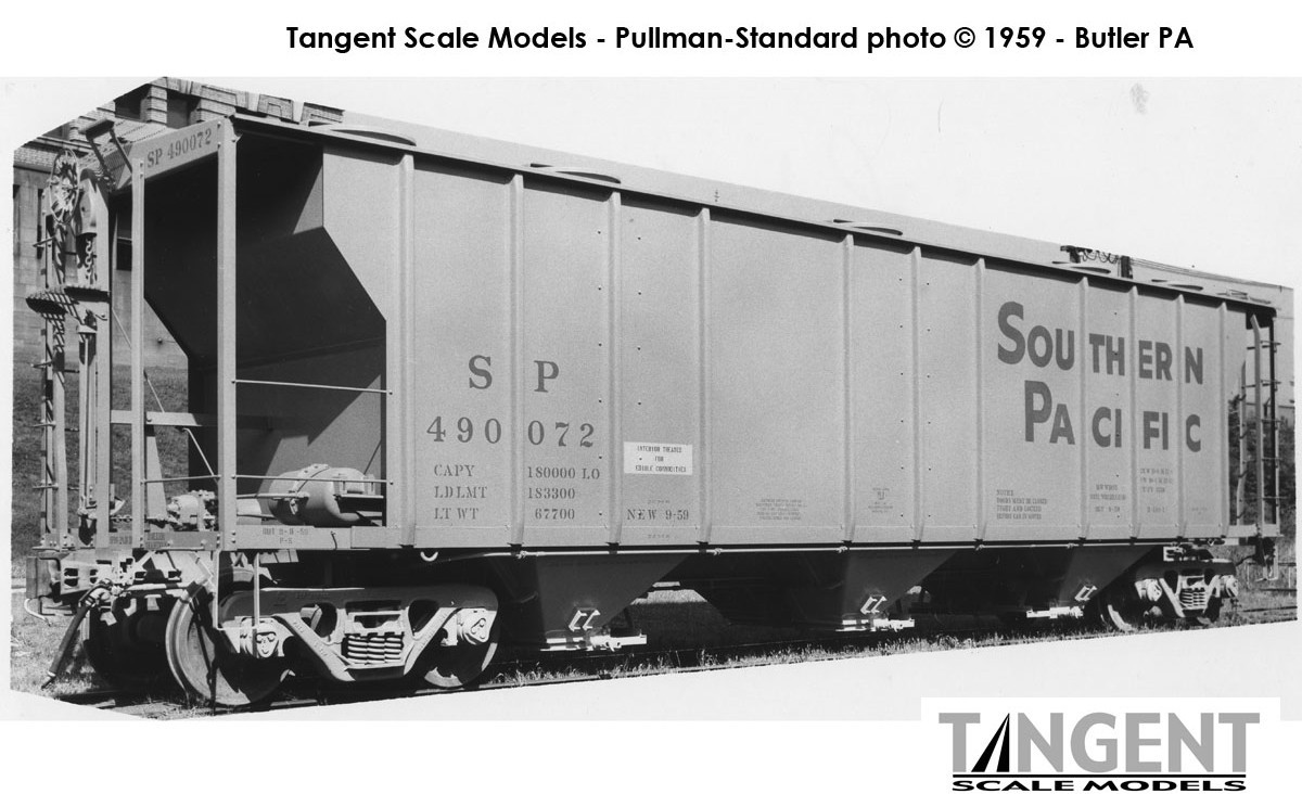 Tangent Scale Models HO 35015-02 PS-2 3215CuFt Covered Hopper Southern Pacific 'Delivery Gray H-100-1 9-1959' SP #490034