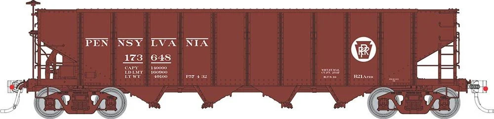 Rapido Trains Inc HO 178003A Pennsylvania RR H21A 4-Bay Hopper PRR-Red 'Circle Keystone' - Single Car #2