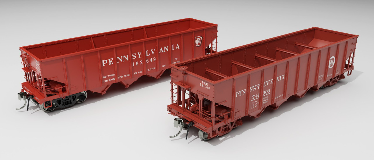 Rapido Trains Inc HO 178007A Pennsylvania RR H21A 4-Bay Hopper PRR-Red 'Shadow Keystone' - Single Car #2
