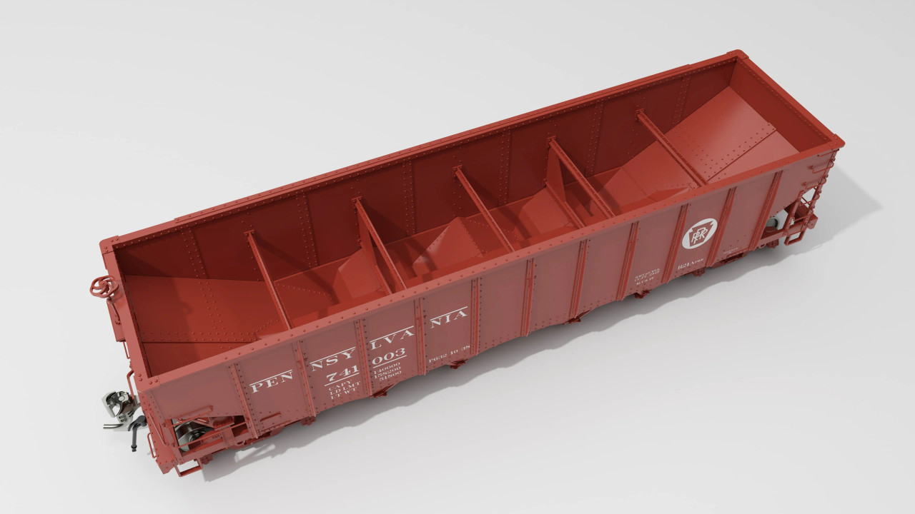 Rapido Trains Inc HO 178008A Pennsylvania RR H21E 4-Bay Hopper PRR-Red 'Shadow Keystone' - Single Car