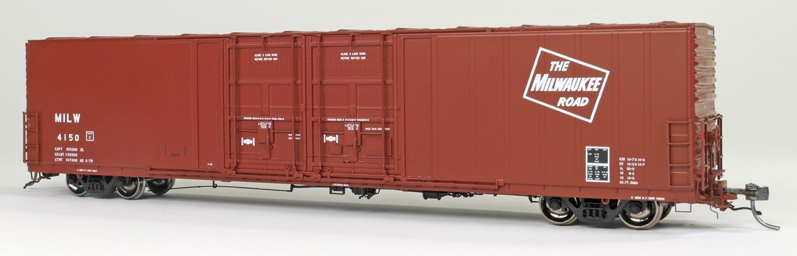Tangent Scale Models HO 34016-04 Thrall 5,880CuFt 60′ Double Plug Door Box Car Milwaukee Road 'Repaint 6-1979' MILW #4155