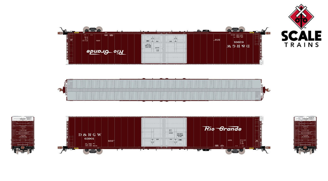 ScaleTrains Rivet Counter HO SXT39064 Thrall 86' High-Cube Double-Plug-Door Boxcar with Roofwalk Rio Grande D&RGW #63924