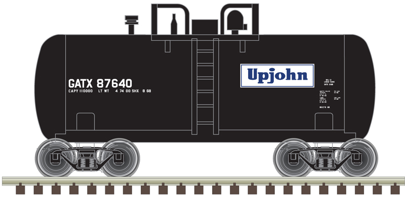 Atlas Trainman N 50006885 Beer Can Shorty Tank Car Upjohn GATX #87640