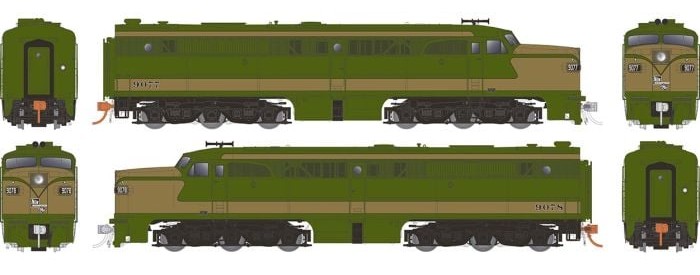 Rapido Trains Inc HO 23044 DCC Ready ALCo PA-1 + PA-1 Locomotive Set CN Demonstrator #9077 + 9078
