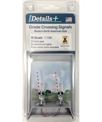 Details Plus N N10102L Grade Crossing Signal w/20-ft Gate LED Lighted  1-Pair
