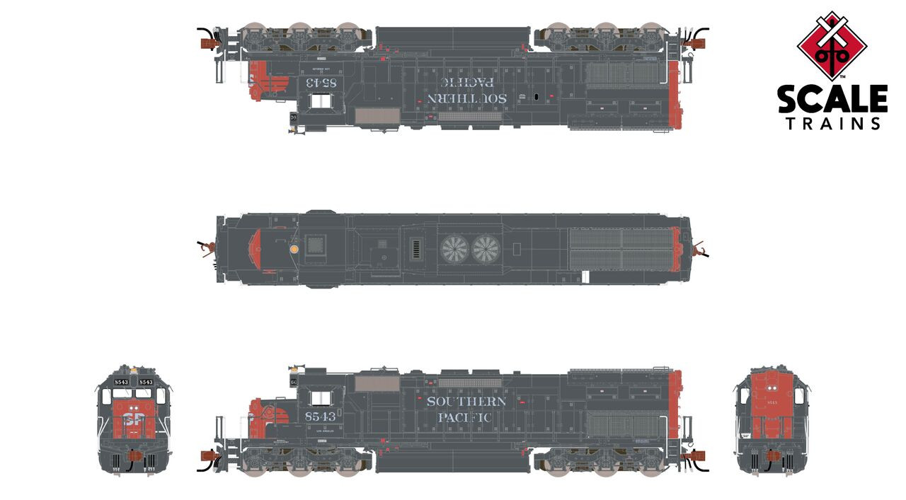 ScaleTrains Rivet Counter N SXT41030 DCC/ESU LokSound V5 EMD SD40T-2 Southern Pacific 'Distressed Roman Lettering Lobotomized' SP #8560