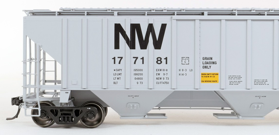 Tangent Scale Models HO 36220-02 NW Roanoke Shops 4750CuFt Covered Hopper Norfolk Western 'Delivery HC-71 1973' NW #177102