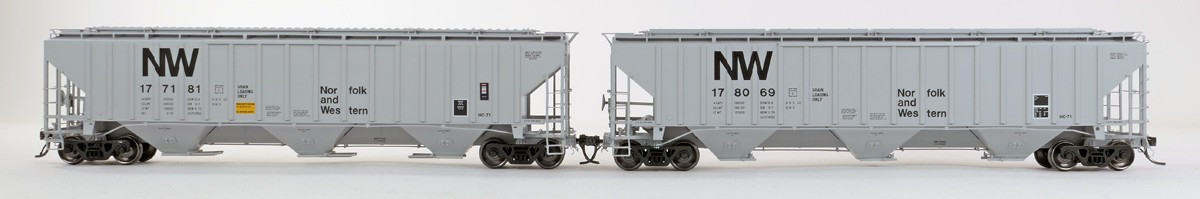 Tangent Scale Models HO 36220-10 NW Roanoke Shops 4750CuFt Covered Hopper Norfolk Western 'Delivery HC-71 1973' NW #177171