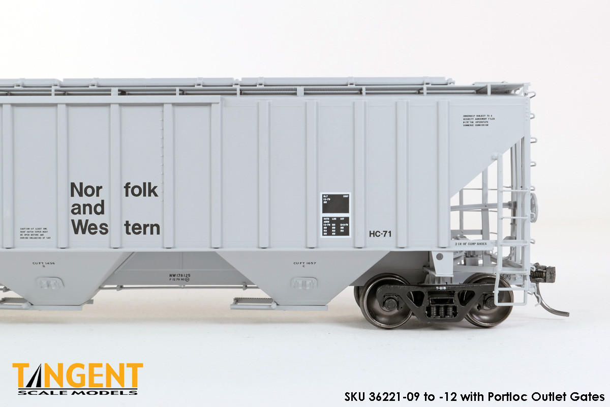 Tangent Scale Models HO 36221-02 NW Roanoke Shops 4750CuFt Covered Hopper Norfolk Western 'Delivery HC-71 1979' NW #178016
