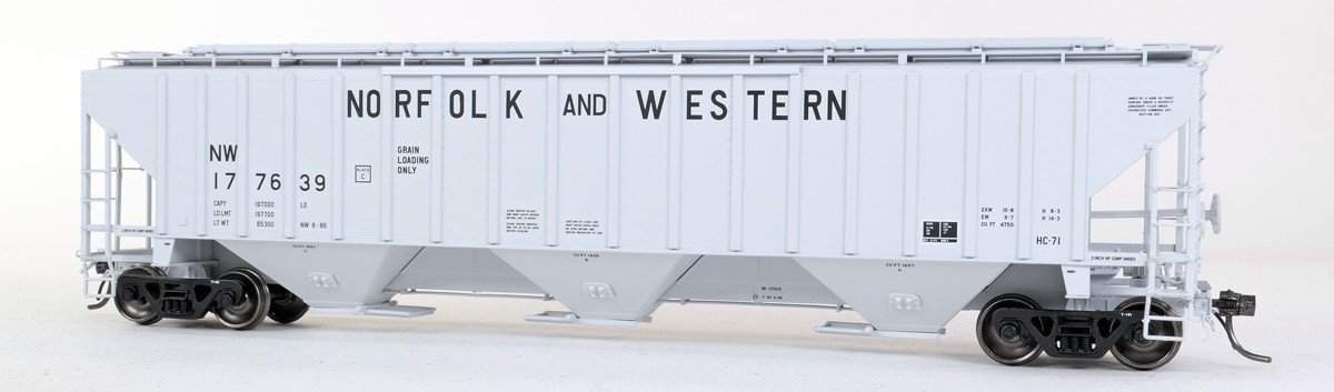 Tangent Scale Models HO 36222-06 NW Roanoke Shops 4750CuFt Covered Hopper Norfolk Western 'Claytor Repaint HC-71 1986+' NW #177363